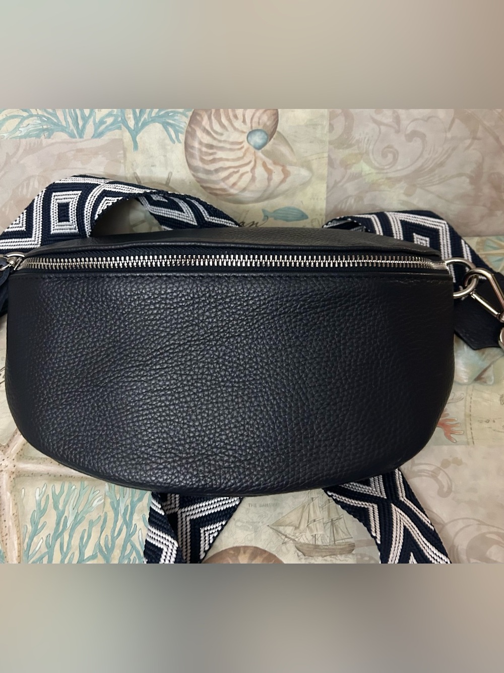 NAVY BLUE Leather Bum Bag